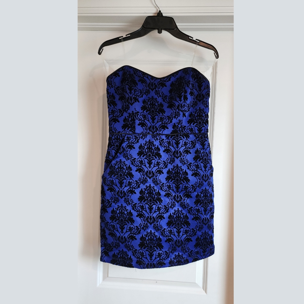 Blue Strapless Short Dress
